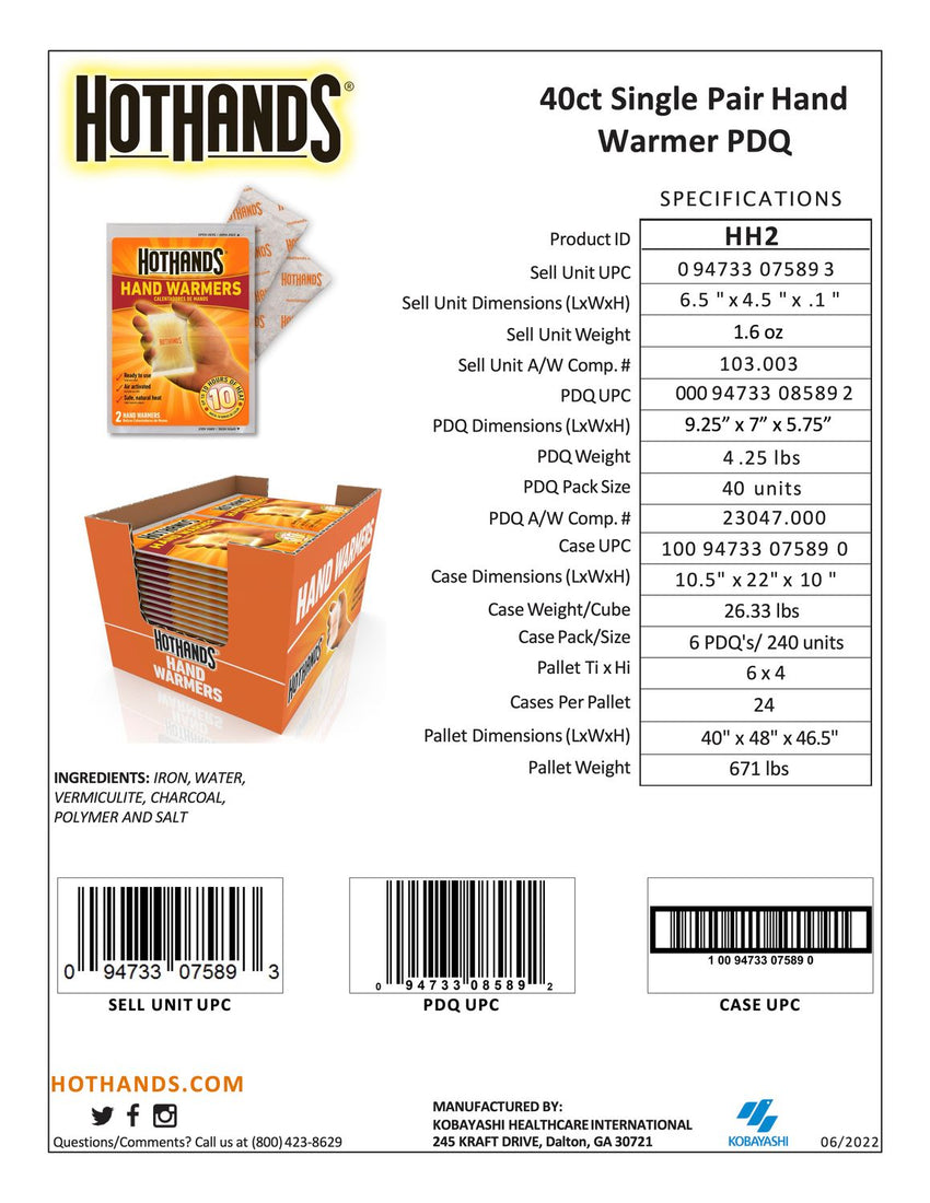 HOTHANDS® HAND WARMERS (40 Packets)