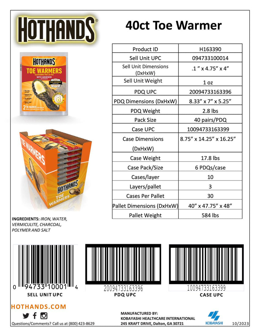 HOTHANDS® TOE WARMERS (40 Packets)