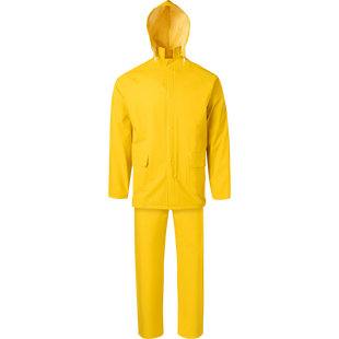 Ironwear 9202-Y-NF - 3 Piece Rain Suit w/ Jacket, Detachable Hood & Bib Overalls