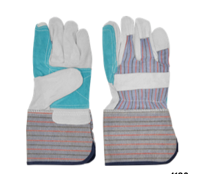 Ironwear 4180 - Double Palm Cowhide Leather Work Gloves w/ Gauntlet Cuffs